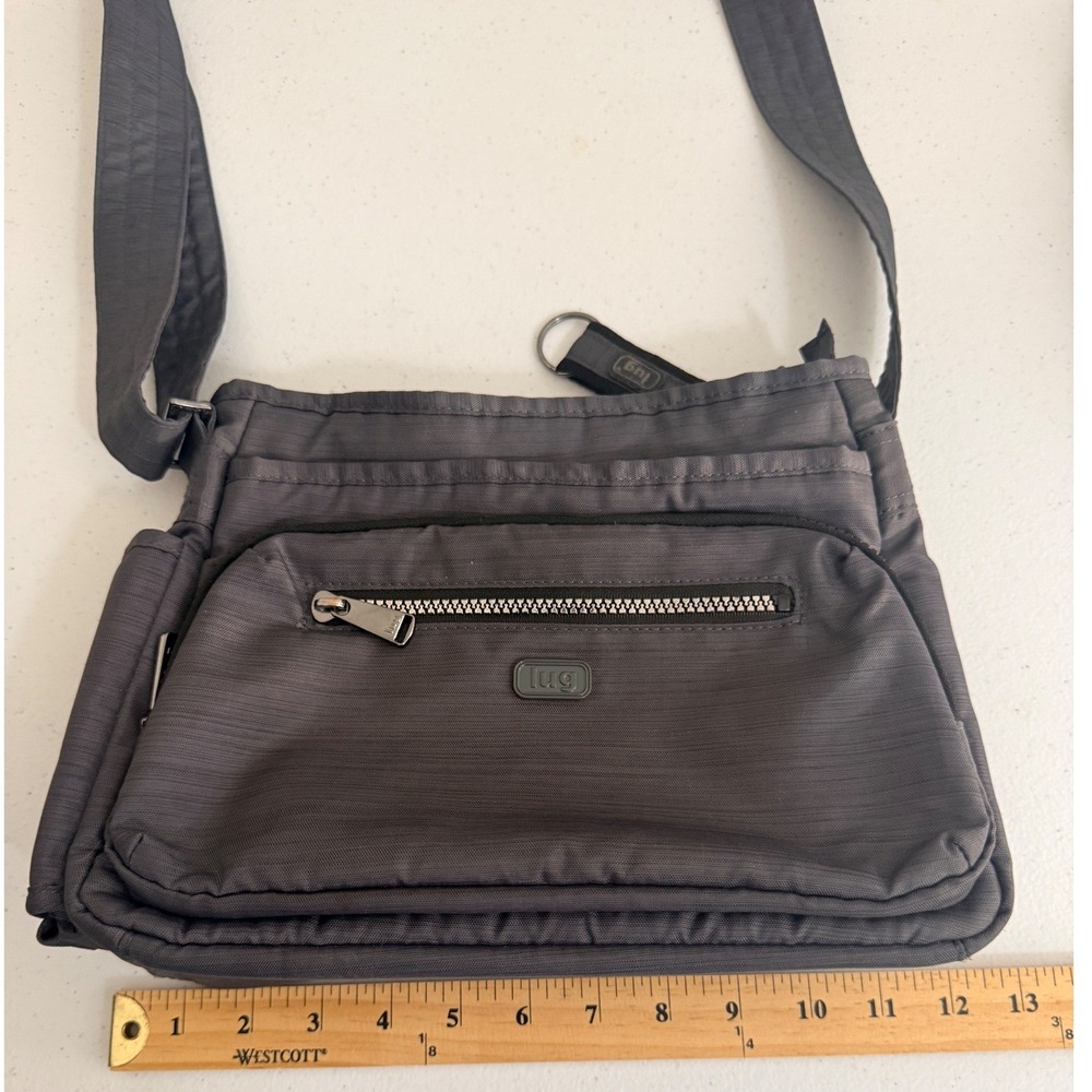 Lug Infinity Shimmy Crossbody Bag Charcoal Gray RFID Purse Pocket Organizer - Picture 14 of 15